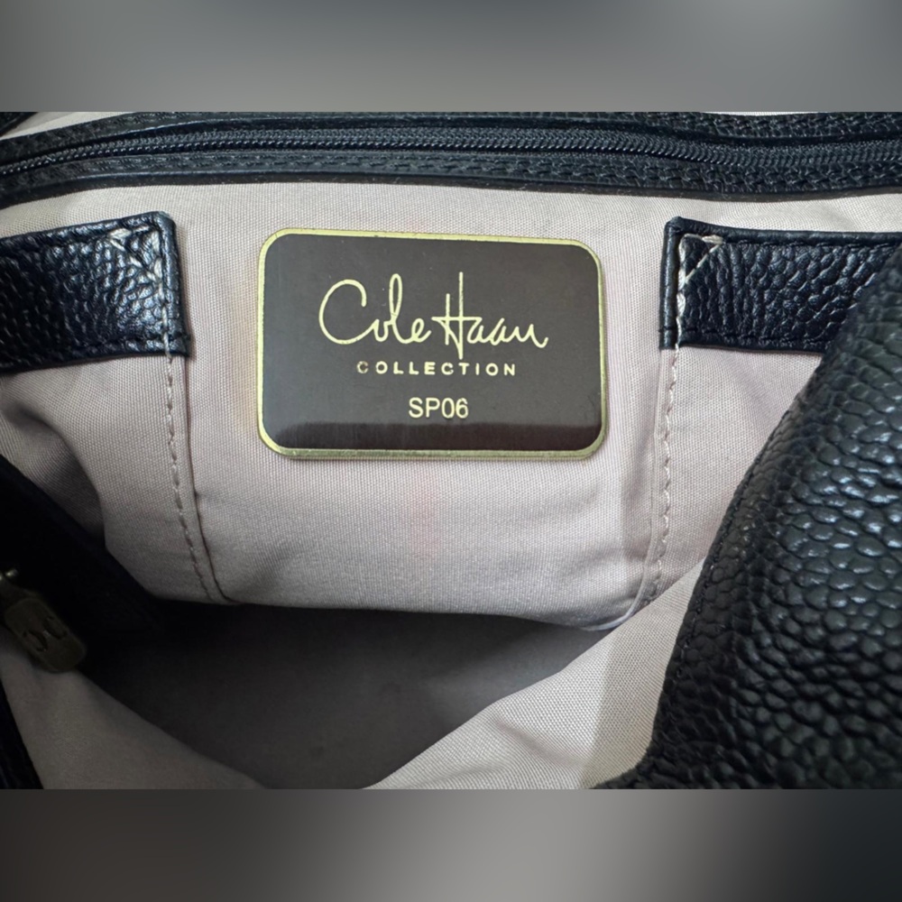 Cole Haan Black Leather Designer Tote Bag - Picture 3 of 9